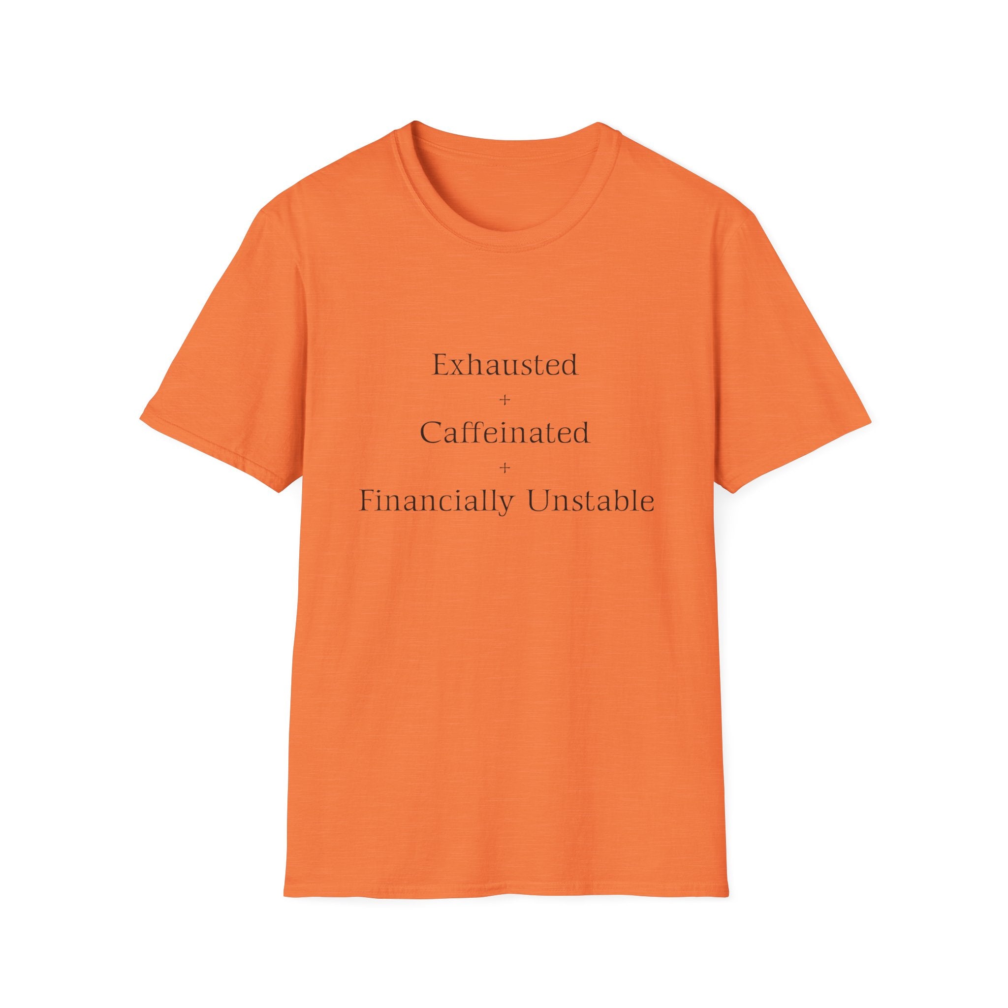 Broke Cheer Mom Exhausted Caffeinated Financially Unstable T-Shirt | Funny Coffee Quote