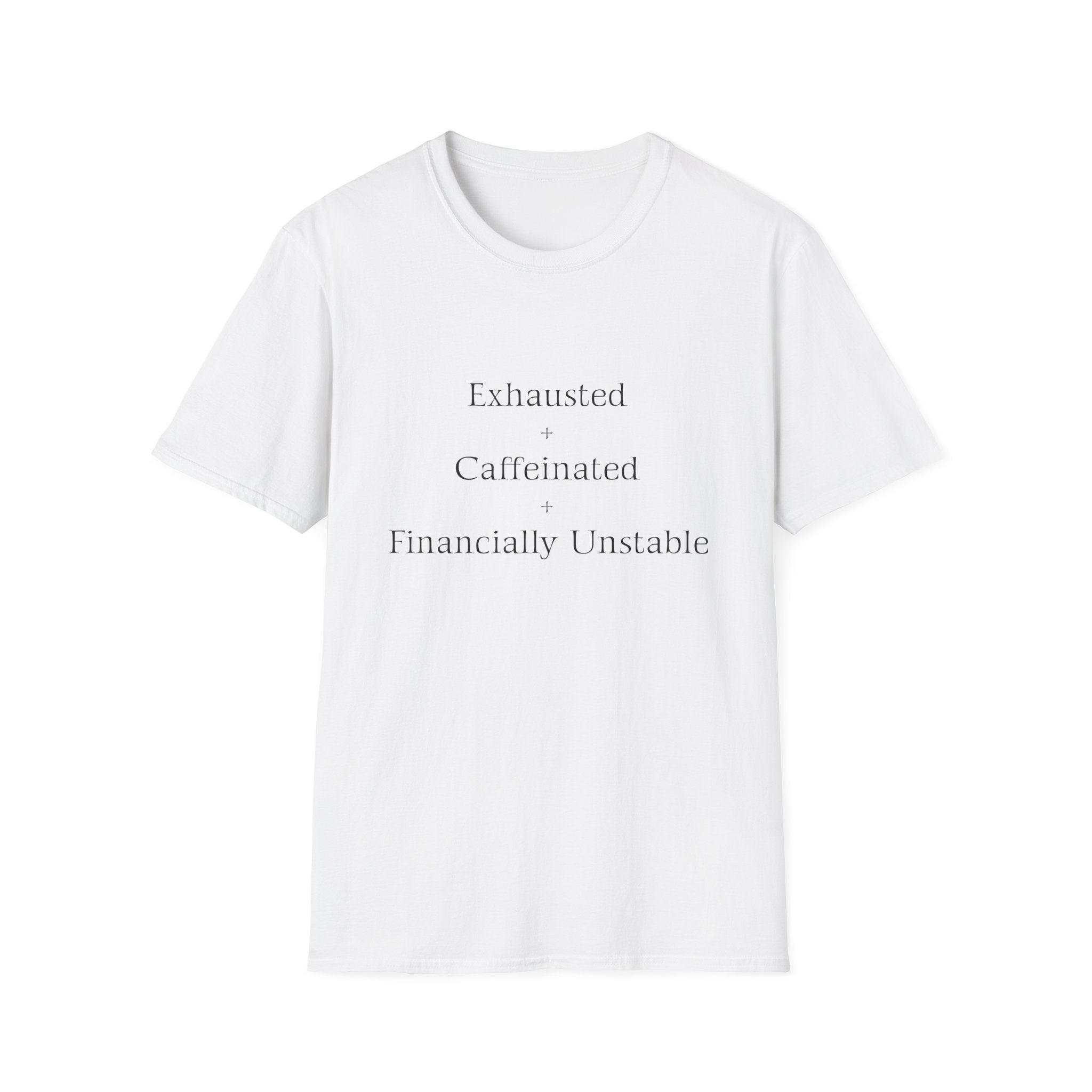 Broke Cheer Mom Exhausted Caffeinated Financially Unstable T-Shirt | Funny Coffee Quote