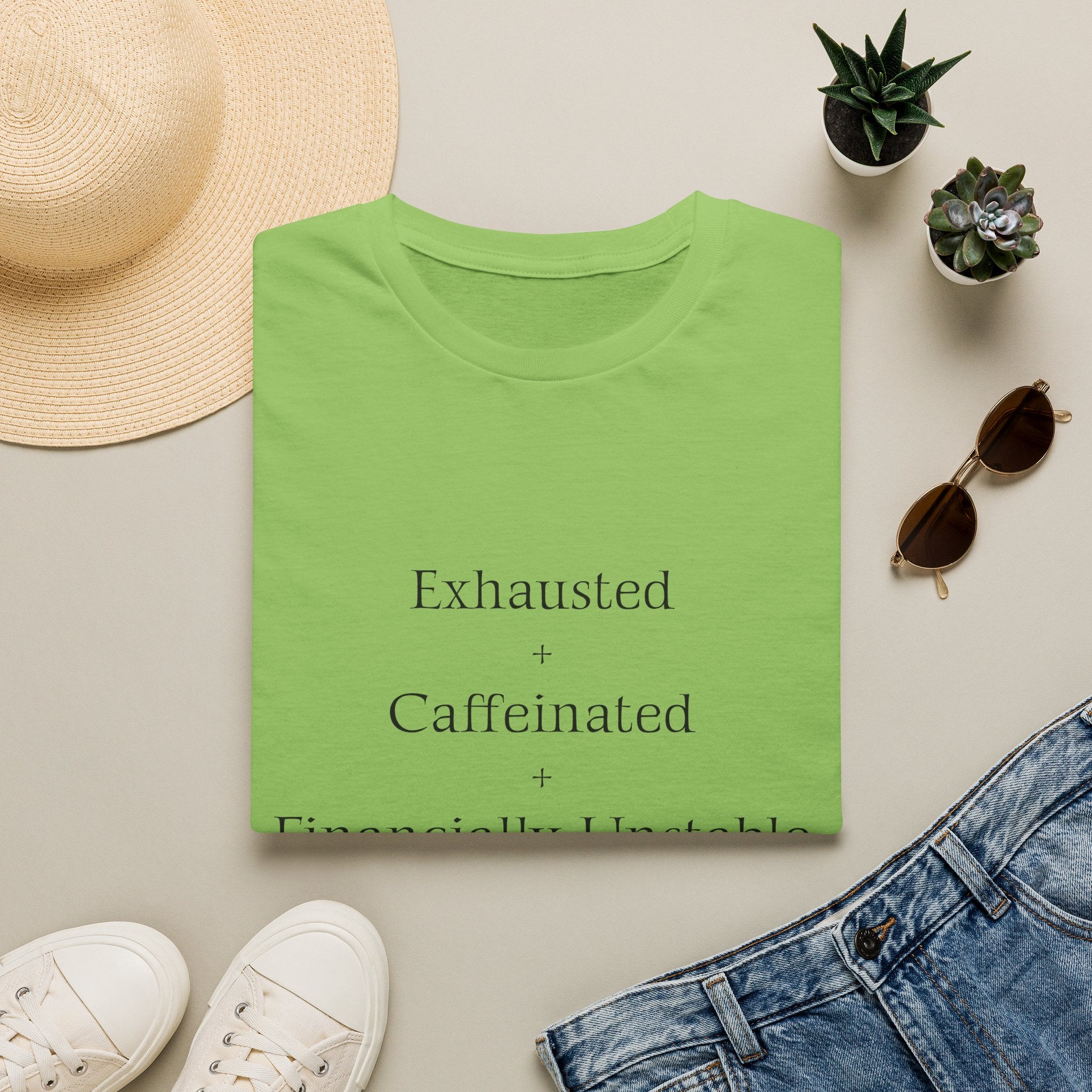 Broke Cheer Mom Exhausted Caffeinated Financially Unstable T-Shirt | Funny Coffee Quote